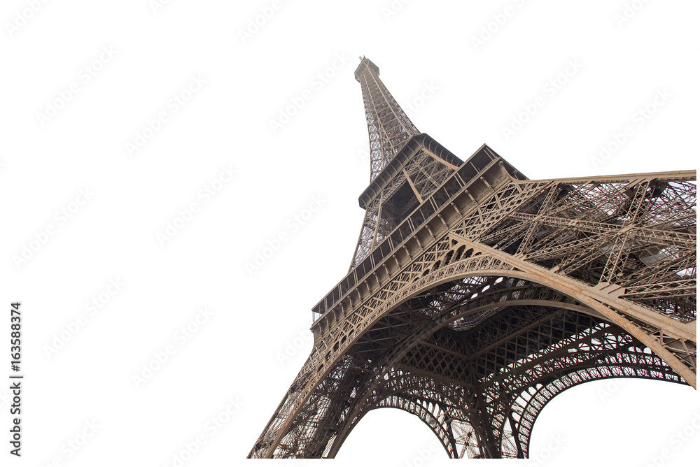 Fototapeta premium Wieża Eiffla na białym tle w Paryżu, obraz pomysłów projektantów