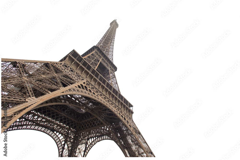 Fototapeta premium Wieża Eiffla na białym tle w Paryżu, obraz pomysłów projektantów