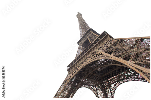 Eiffel tower isolated on white background in Paris, picture for the ideas of designers photo