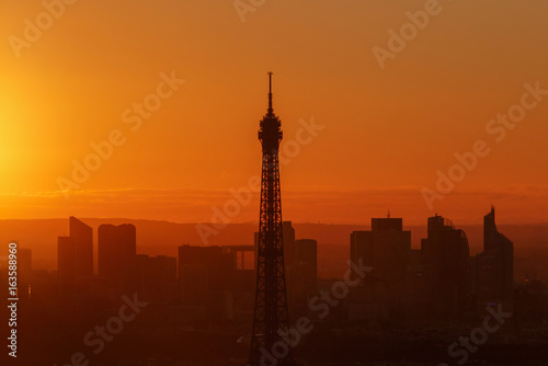 view on Eiffel tower in Paris at sunset