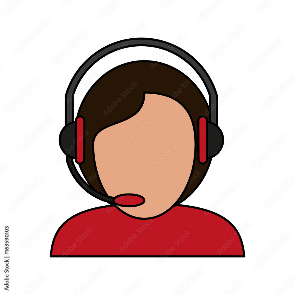 Colorful man avatar with headset and microphone over white background vector illustration