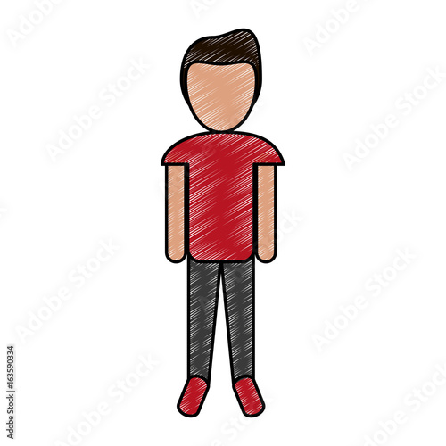 Colorful standing man doodle over white background vector illustration