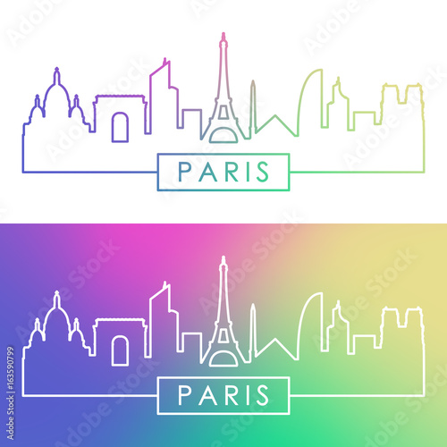 Paris skyline. Colorful linear style. Editable vector file.