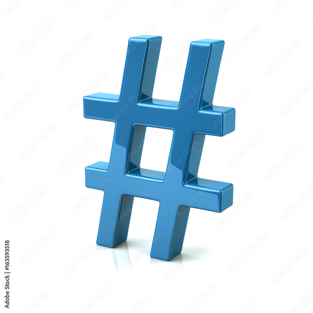Obraz premium Blue hashtags icon