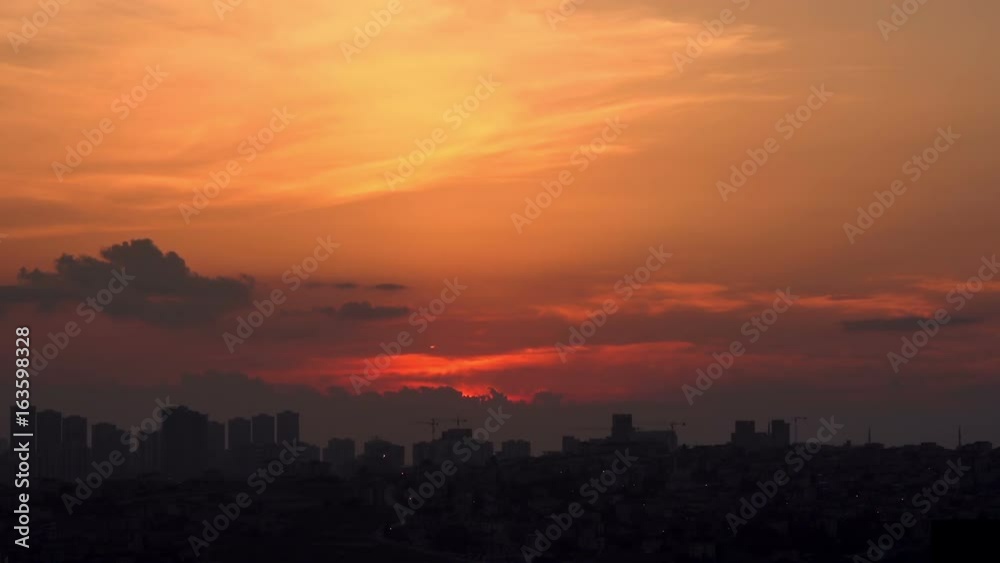 Beautiful cloudy sky at sunset over city, Turkey Beautiful cloudy sky at sunset over city, Turkey