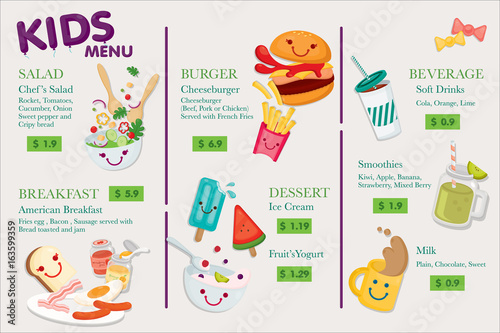 Cute illustrate vector for Kid's menu.