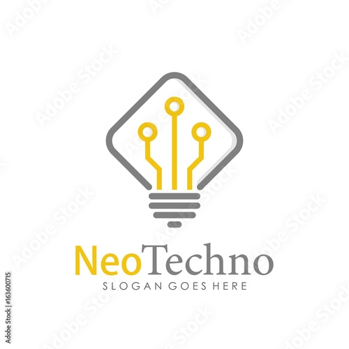 Light lamp technology logo. Good idea innovation logo template