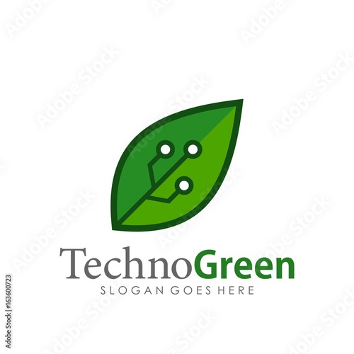 Eco green technology logo template