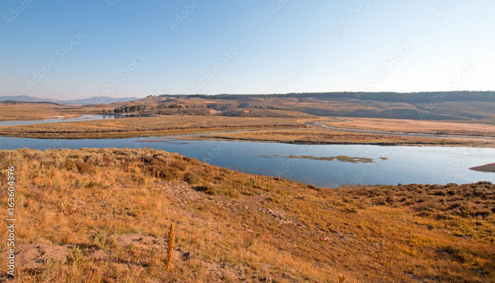 Bend in the Yellowstone river in the Hayden valley in Yellowstone National Park in Wyoming USA Bend in the Yellowstone river in the Hayden valley in Yellowstone National Park in Wyoming USA