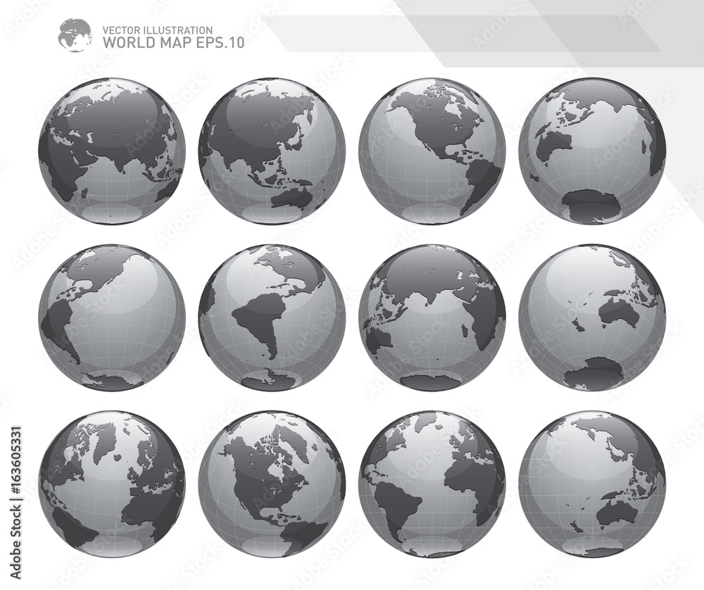 Globes showing earth with all continents. Digital world globe vector. Dotted world map vector.
Globes showing earth with all continents. Digital world globe vector. Dotted world map vector.