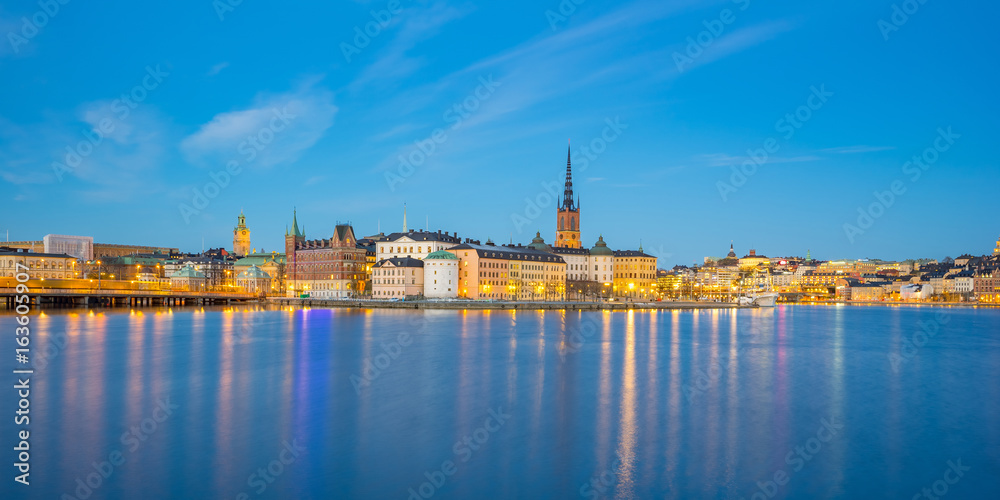 Night view of Stockholm city skyline in Sweden