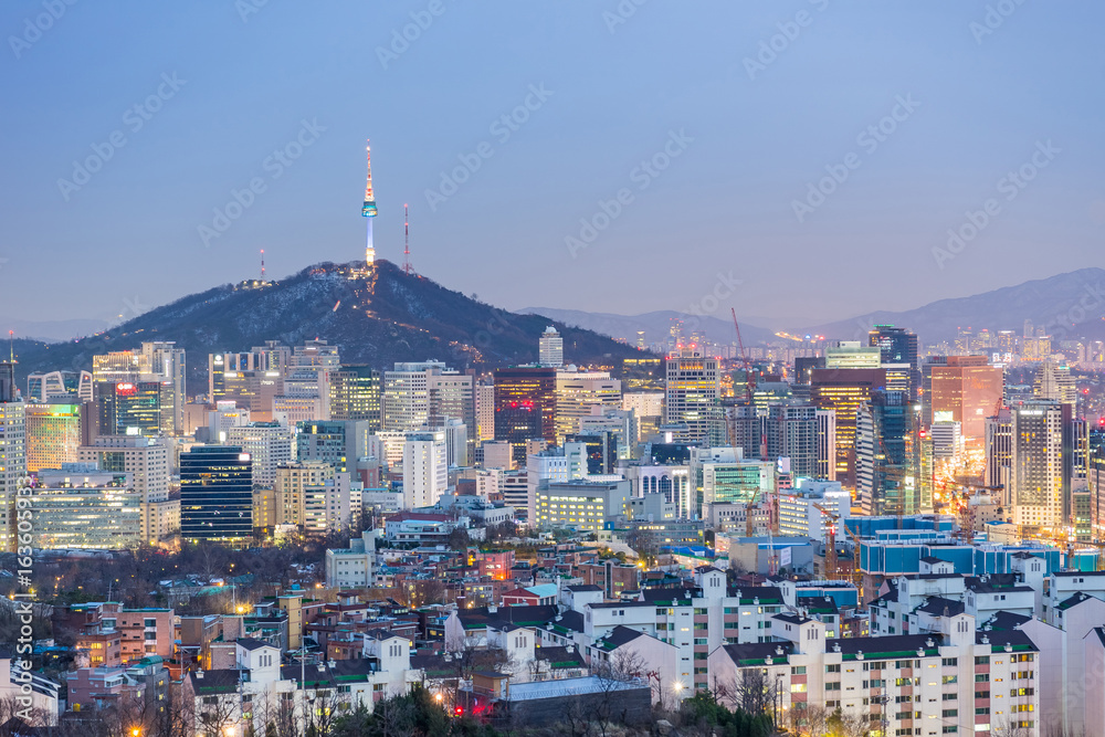 Cityscape of Seoul city, South Korea.