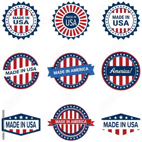 Made in the USA. Set of vector graphics icons and labels
