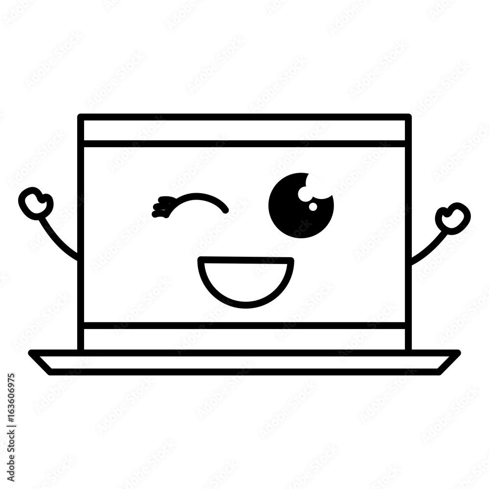 computer laptop kawaii character vector illustration design computer laptop kawaii character vector illustration design