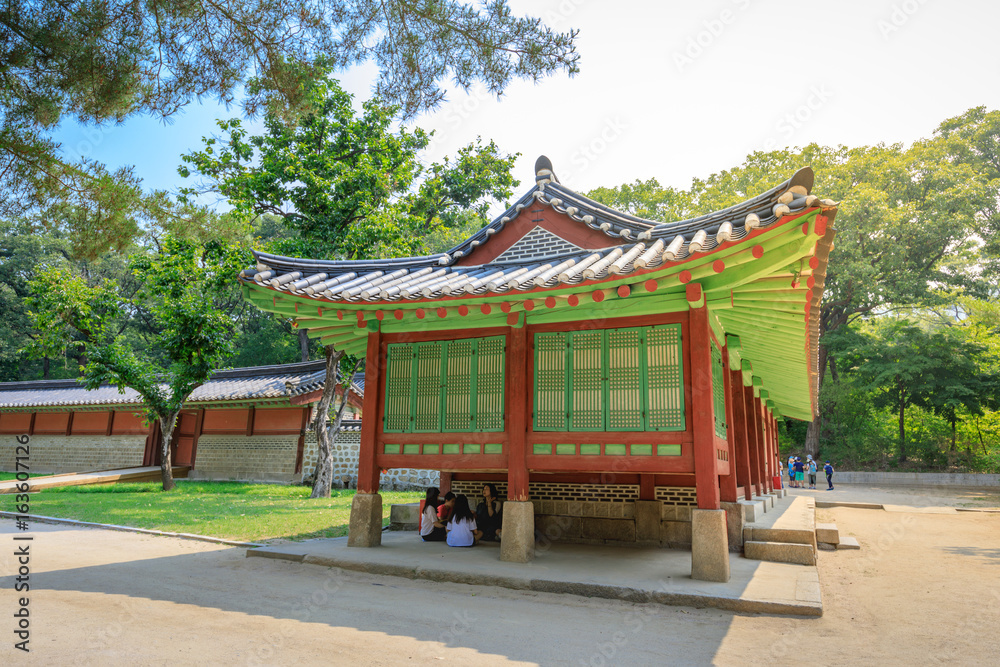Jongmyo Shrine at summer on Jun 17, 2017 in Seoul, Korea - World Heritage site by UNESCO