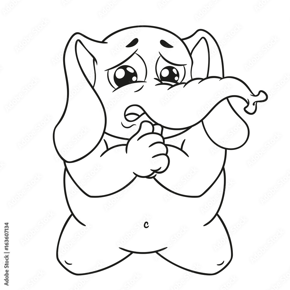 Fototapeta premium Elephant. Character. He kneels for forgiveness. Big collection of isolated elephants. Vector, cartoon.