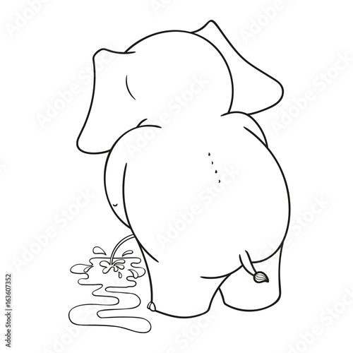 Big collection vector cartoon characters of elephants on an isolated background. Urinating