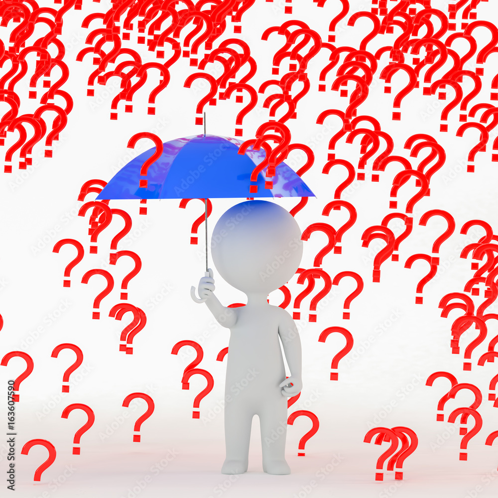 疑問符の嵐を避ける人物