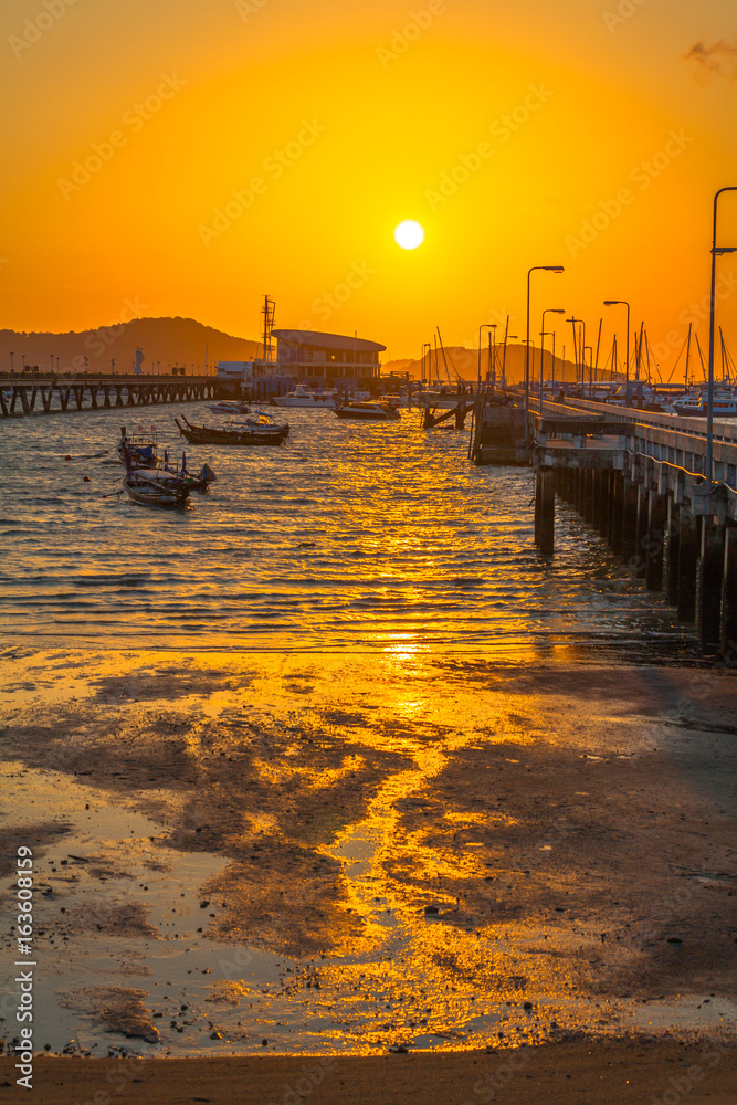 golden sky above Chalong pier