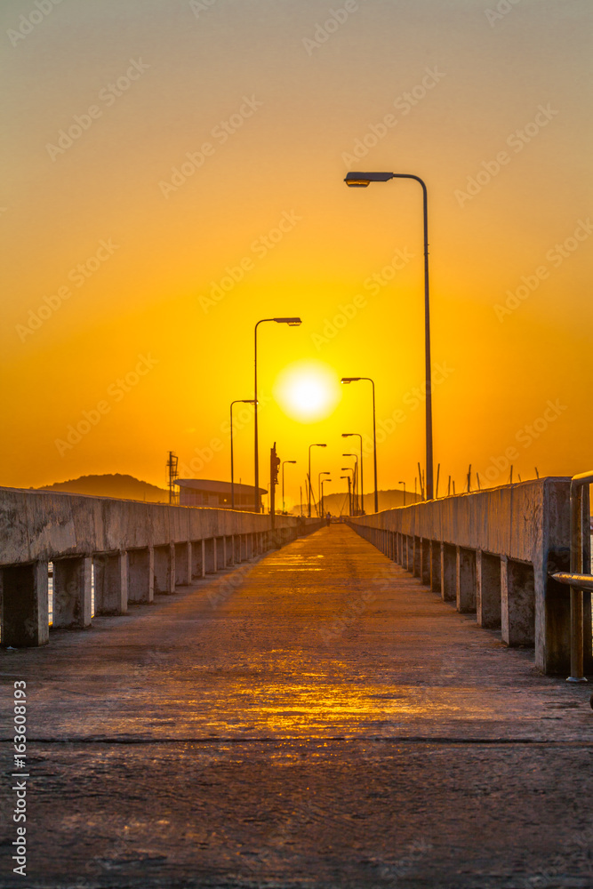 sunrise in the middle of Chalong bridge