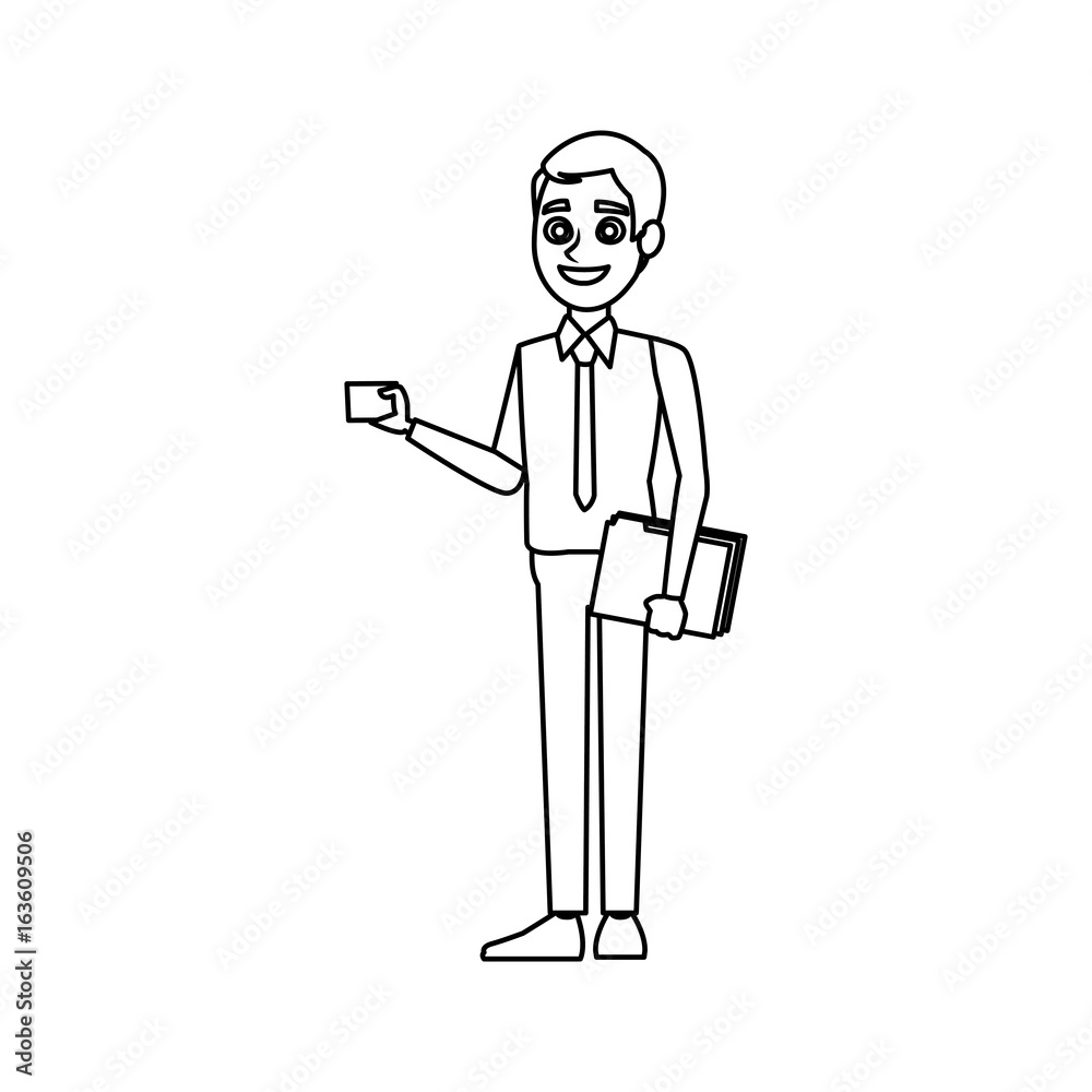 young man worker employee holding document and card young man worker employee holding document and card