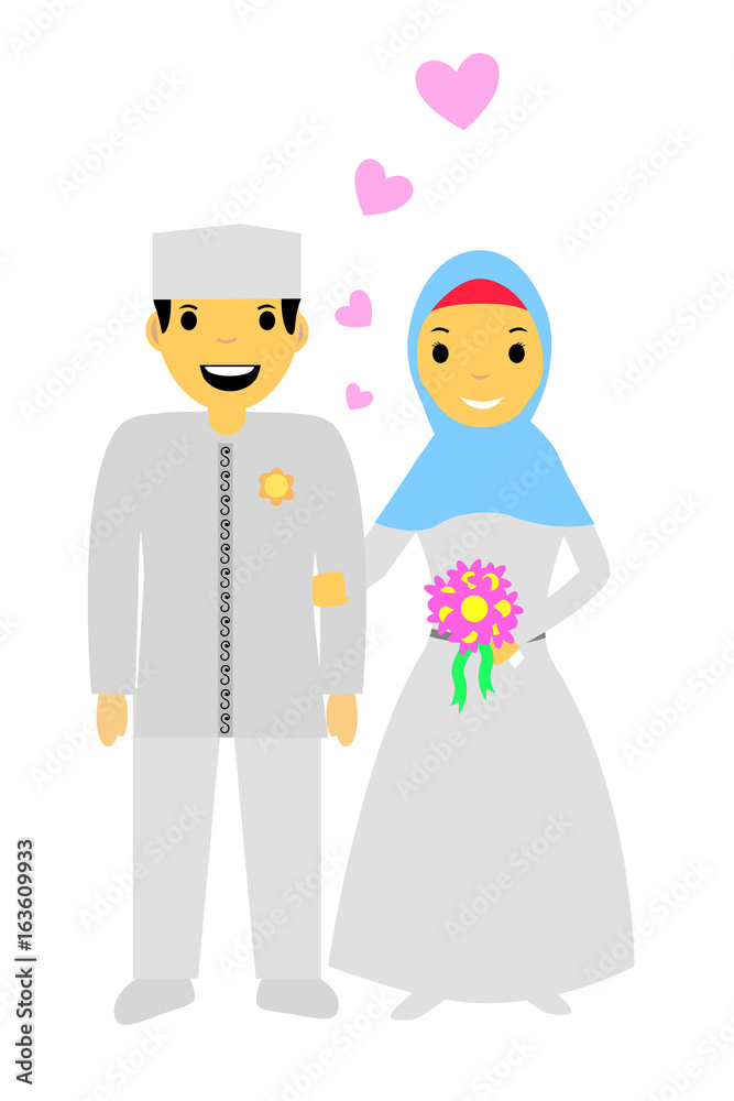 Bride Couple Muslim and Muslimah (Islam People) 
