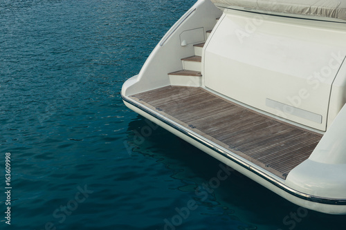 Fotografija Stern Luxury Cruise Motor Yacht And Blue Sea Relaxation Restion Resort Concept
