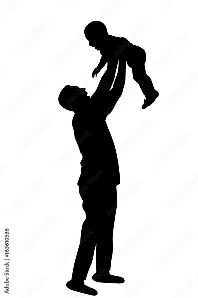Silhouette of Happy Father Have Fun with His Children