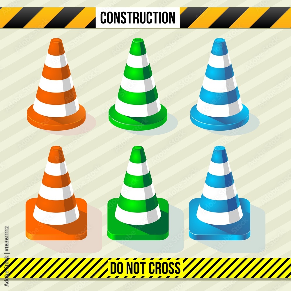 Road cones and construction stripes Road cones and construction stripes