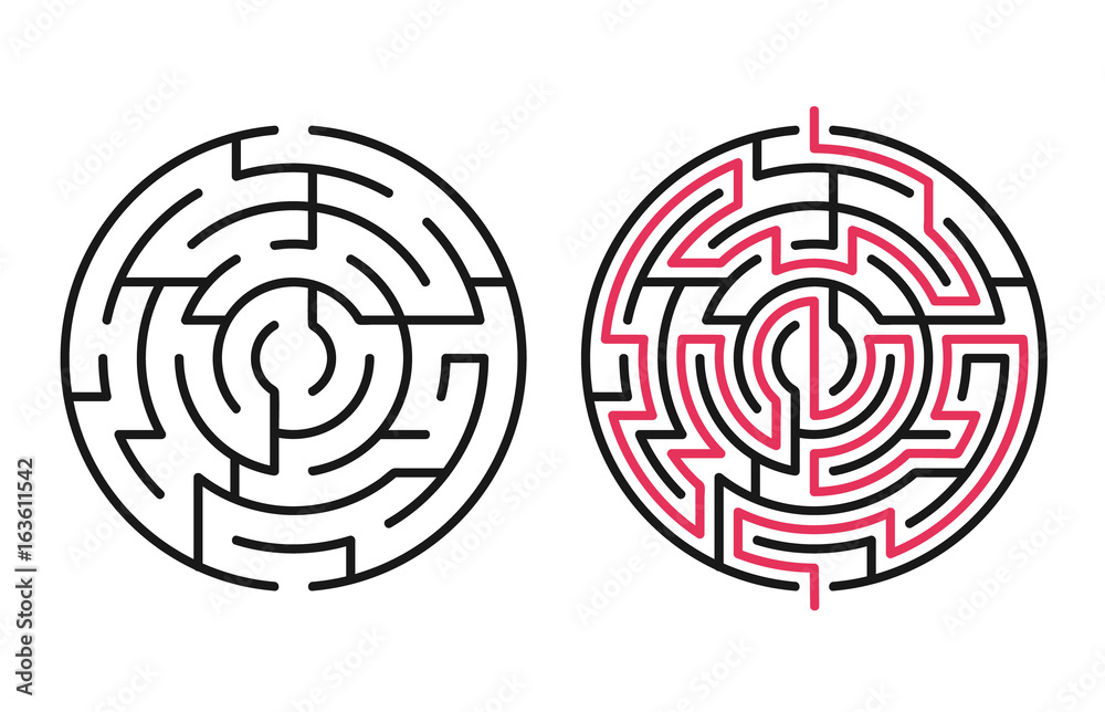 Abstract maze / labyrinth with entry and exit. Vector labyrinth 176.