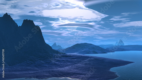 Fototapeta Naklejka Na Ścianę i Meble -  Fantasy alien planet. 3D rendering