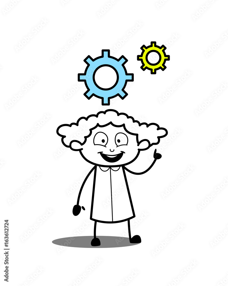 Obraz premium Cartoon Girl Getting a Technical Idea