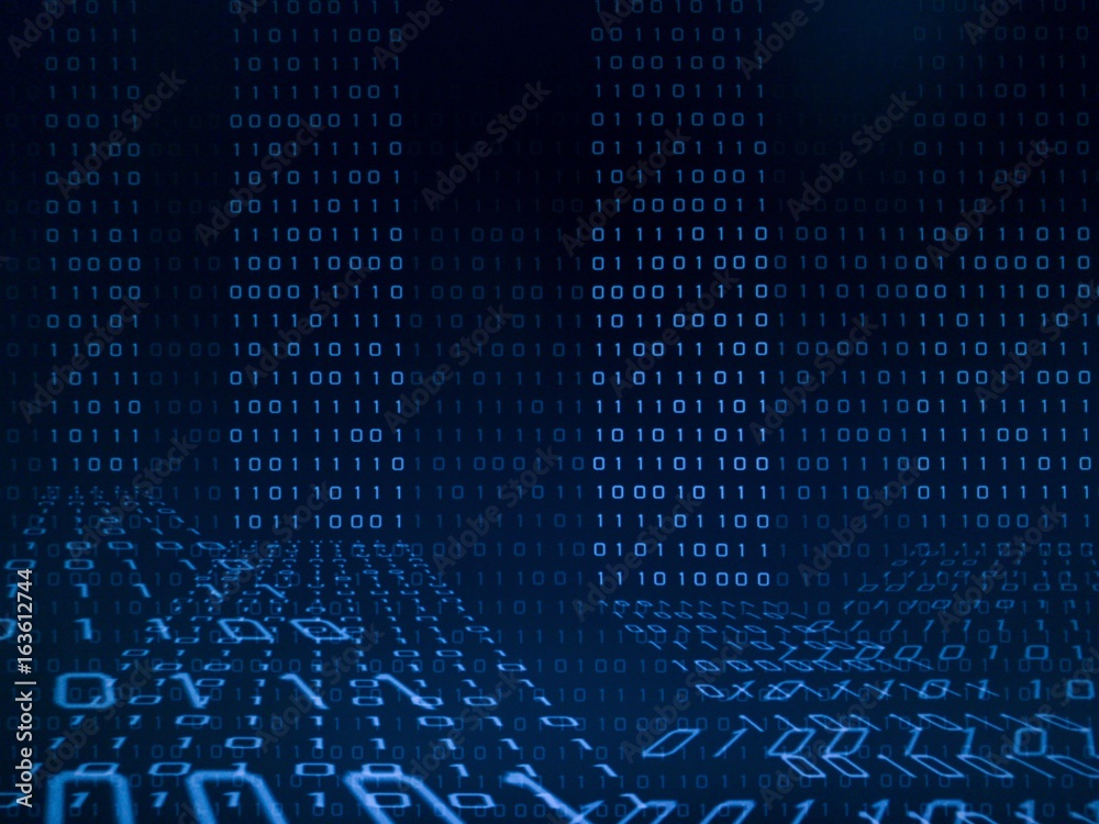 Obraz premium blue green binary code background for internet, business, connection, technology and modern computer concepts.