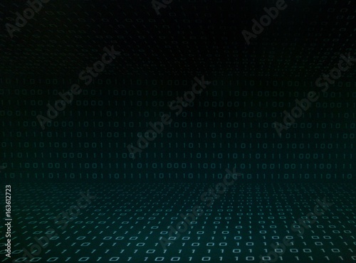 blue green binary code background for internet, business, connection, technology and modern computer concepts. © suebsiri