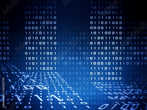 Wallpaper Mural blue green binary code background for internet, business, connection, technology and modern computer concepts. Torontodigital.ca