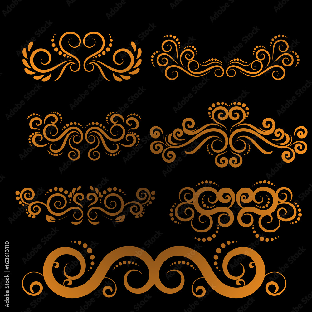 Golden luxury Vintage frames and scroll elements 7