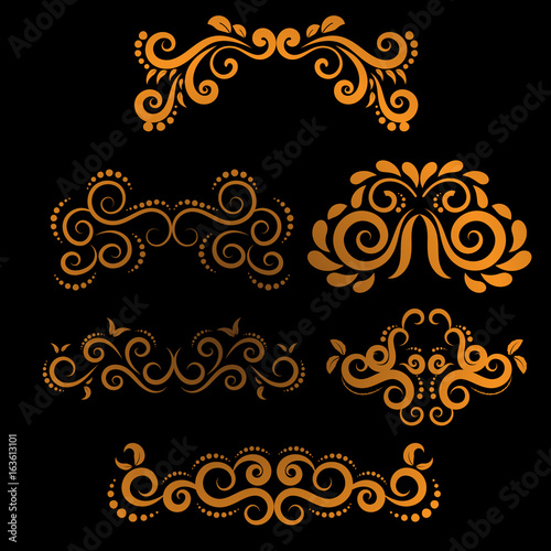 Golden luxury Vintage frames and scroll elements 5