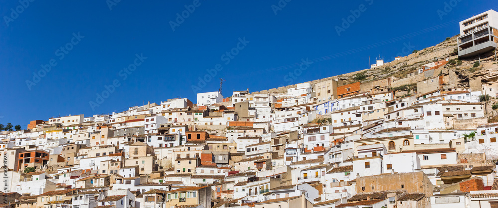 Panorama of white houses of Alcala del Jucar