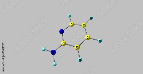 Fototapeta Naklejka Na Ścianę i Meble -  2-Aminopyridine molecular structure isolated on grey
