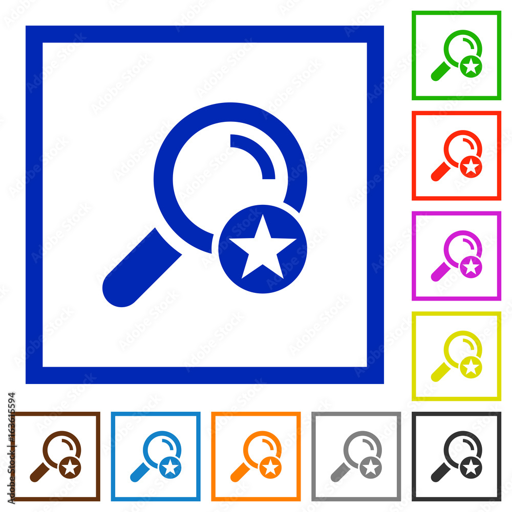 Mark search result flat framed icons