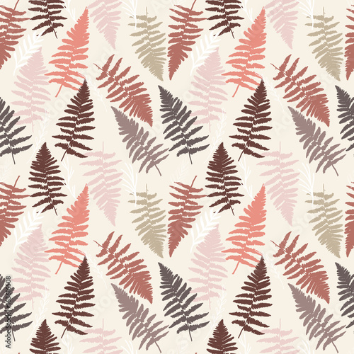 Floral vector seamless pattern with hand drawn wild fern leaves.