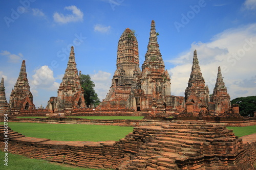 Pagoda in Wat Chaiwatthanaram temple.    Famous tourist destination in Ayutthaya Historical Park, Thailand,    © suebsiri