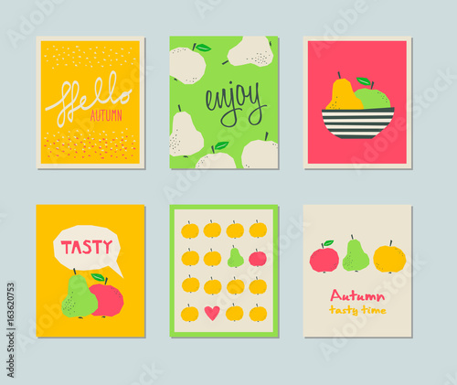 set of decorative autumn cards