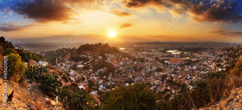 Beautiful HDR cityscape panorama of Antananarivo, Madagascar, at sunset © dennisvdwater
