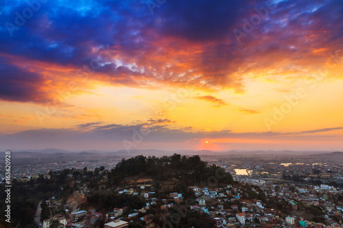 Beautiful cityscape panorama of Antananarivo, Madagascar, at sunset © dennisvdwater