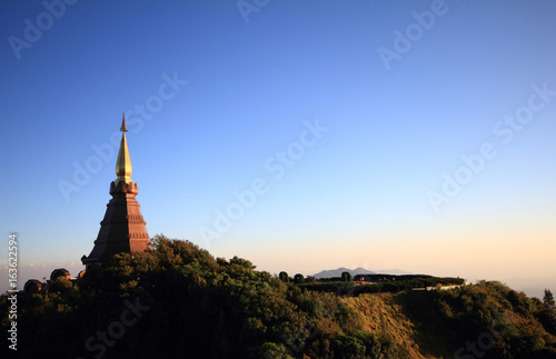 Phramahathat Napamathanidol and Phramahathat Napaphol Bhumisiri Stupa.  Bhddhist Stupa on the top of Doi Inthanon Mountain, Chaingmai, Thailand   © suebsiri