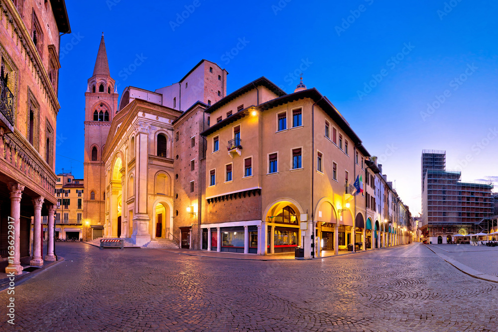 Mantova city Piazza delle Erbe evening view