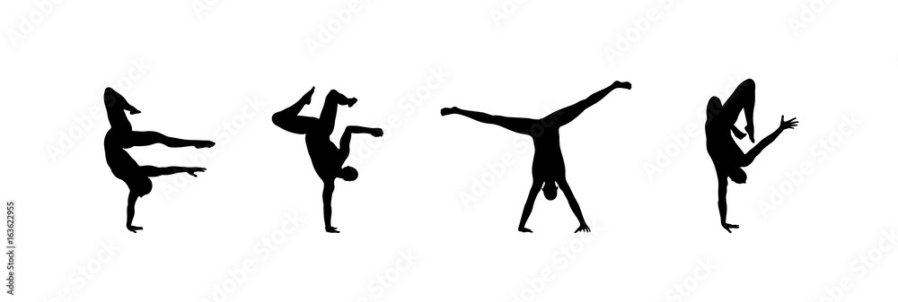 Silhouette of a Dancer. Gymnast. Man is Posing and Dancing. Sport Symbol. Design Element. Vector Illustration.