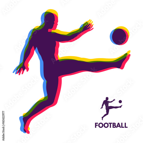 Football player with ball. Sports concept. Design Element. Vector Illustration. Sport Symbol.