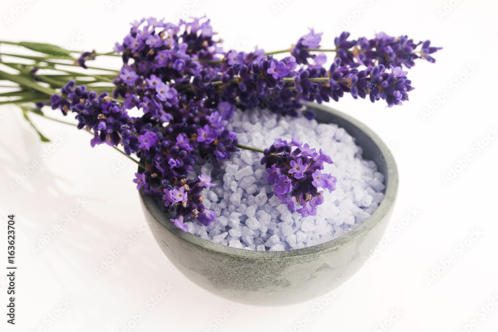 lavender bath salt and some fresh lavender lavender bath salt and some fresh lavender
